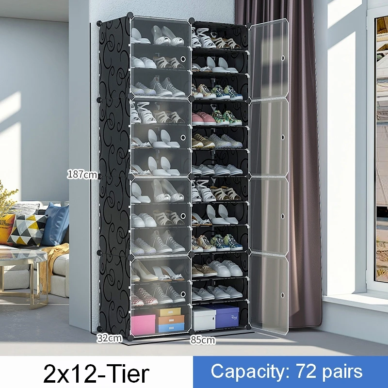 Large Shoe Rack Large Capacity Boot Storage 12 Cube Organizer Modular DIY  Plastic 6 Tier 24-96 Pairs of Shoe Tower Cabinet - AliExpress