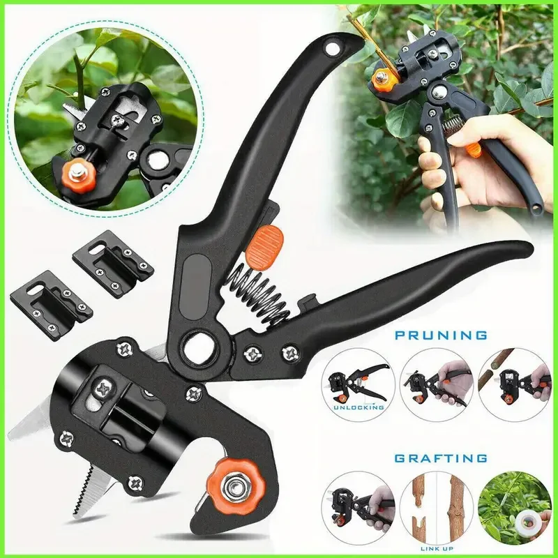 2 In 1 Garden Tools Multi-Function Grafting Machine Fruit Tree Grafting Knife Seedling Tools Pruning Pruner Kit 1pc