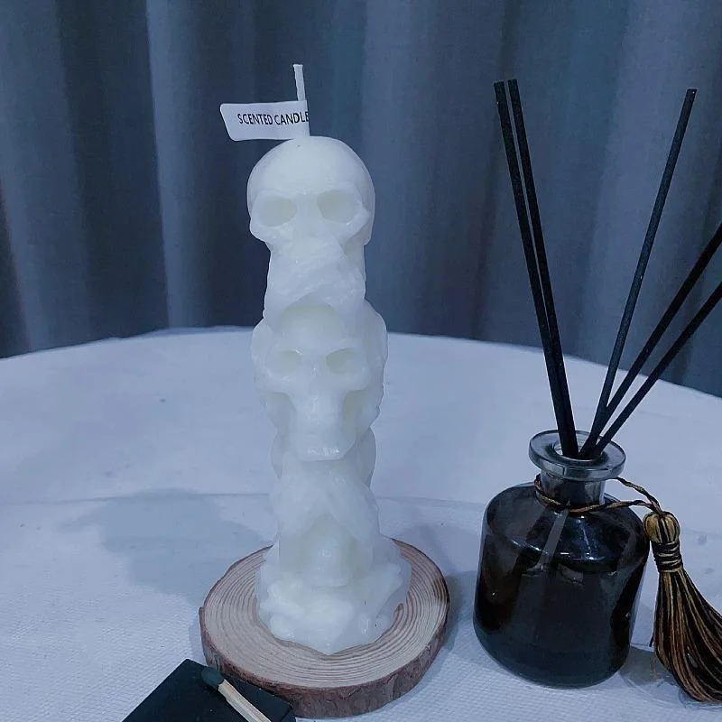 Halloween Triple Skull Candles Halloween Horror Series Don't Watch/Listen/Speak Skull Aromatherapy Candles HomeDecoration Candle