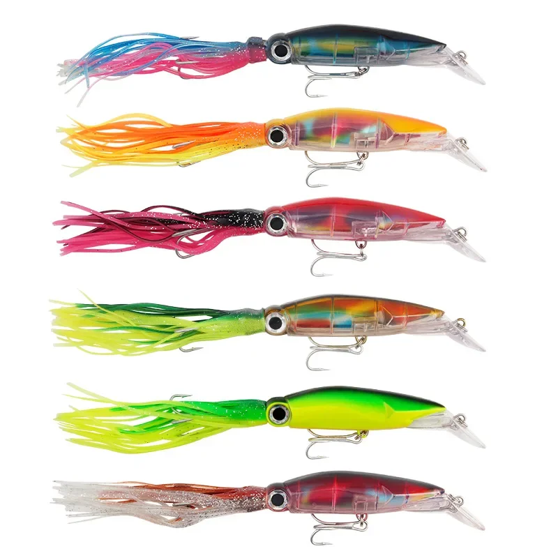 

1pcs 23cm 38g Fishing Lure Minnow Hard Bait Octopus Squid Fishing Lure Hook Shrimp Tackle Tool With 3D eyes with Beard Lures