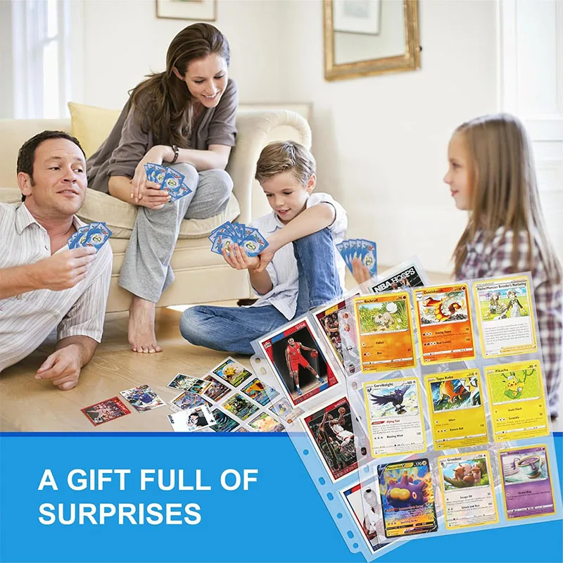 트레이딩 카드 슬리브, 양면 9 포켓, 야구 카드 바인더 슬리브, 3 링 바인더 카드홀더 적합, 50 페이지, 11 홀