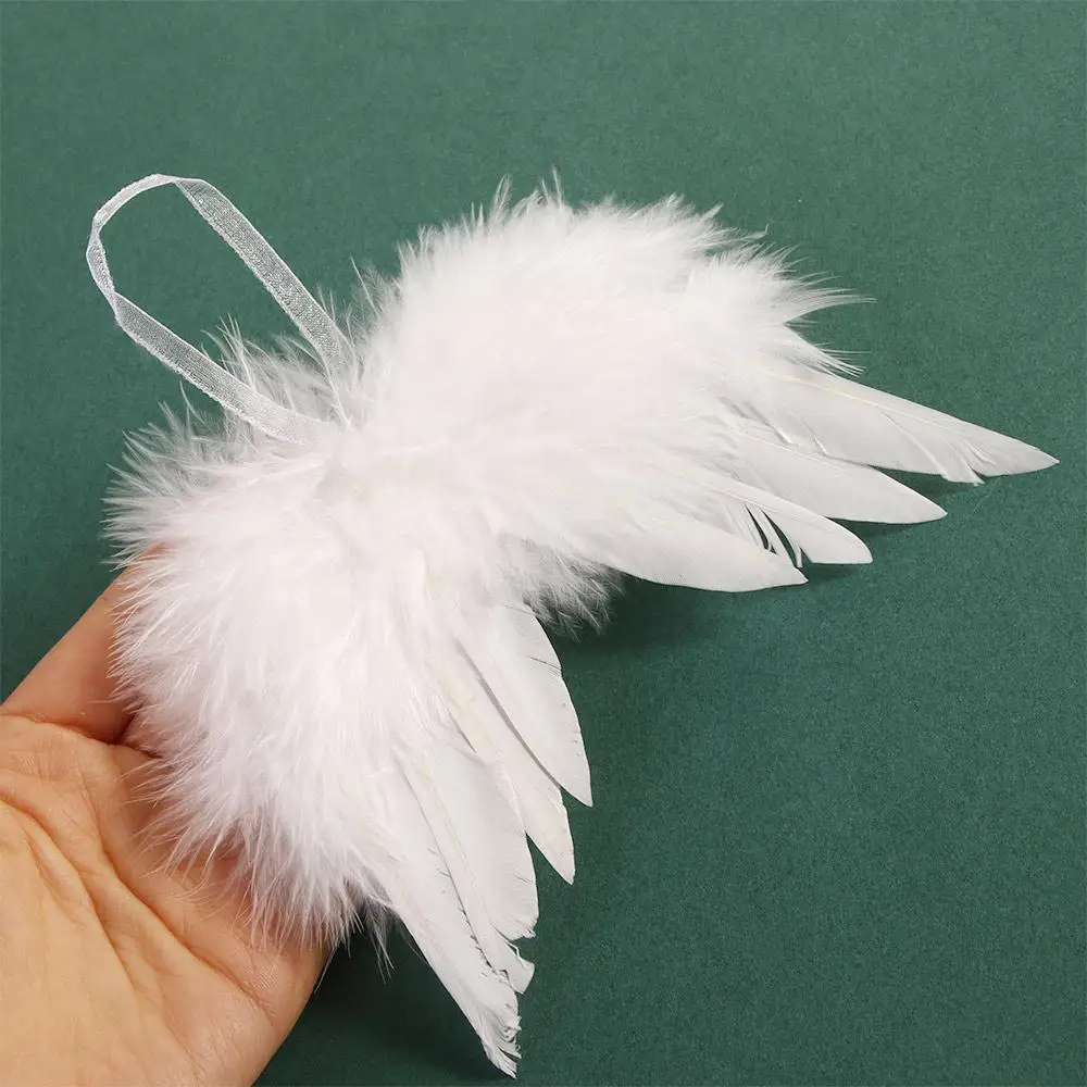 Lovely 10Pcs Wedding Home Decoration White Hanging Ornament Feather Wing Christmas Tree Decor Angel Wings