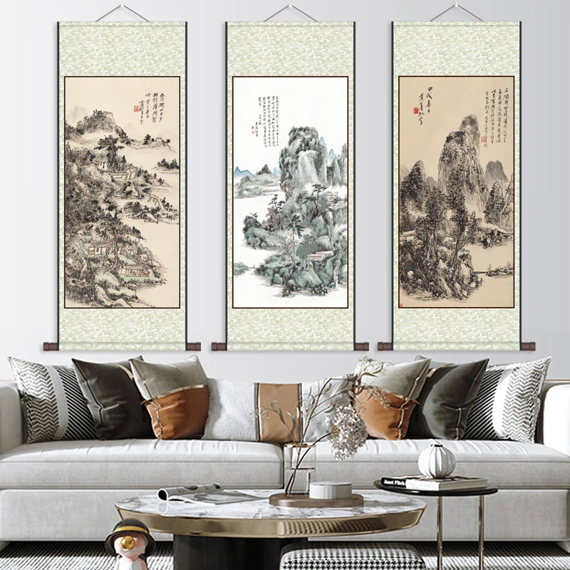 

Antique Landscape Calligraphy Painting Famous Scroll Wall Painting Wedding Gift Canvas Posters Room Decor Aesthetic Wall Art