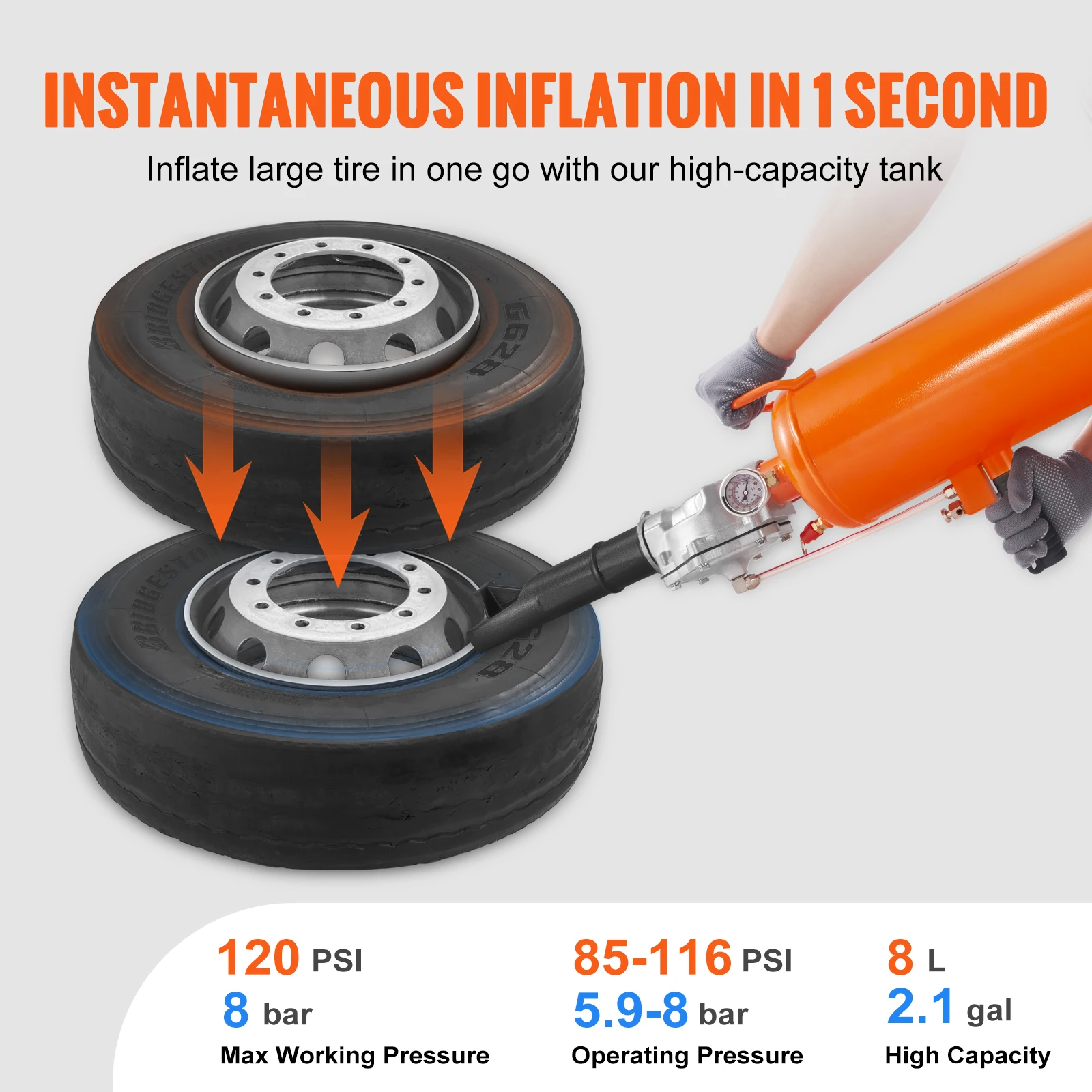 SucceBuy Tire Bead Seater 8L/9L Air Tire Bead Blaster Handheld & Portable Inflation Tool for Truck Car Tractor Repairs tire bead seater