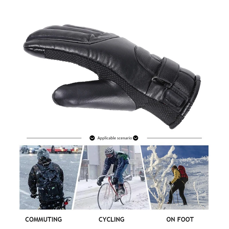 1Pair Motorcycle Winter Heat Gloves Waterproof Windproof Touch Screen Bicycle Cycling Skiing Warm USB Power Heated Riding Glove