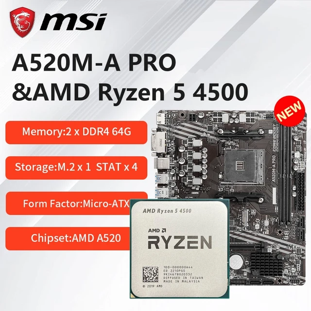 MSI A520M-A PRO + Ryzen 5 4500 +16Gメモリー