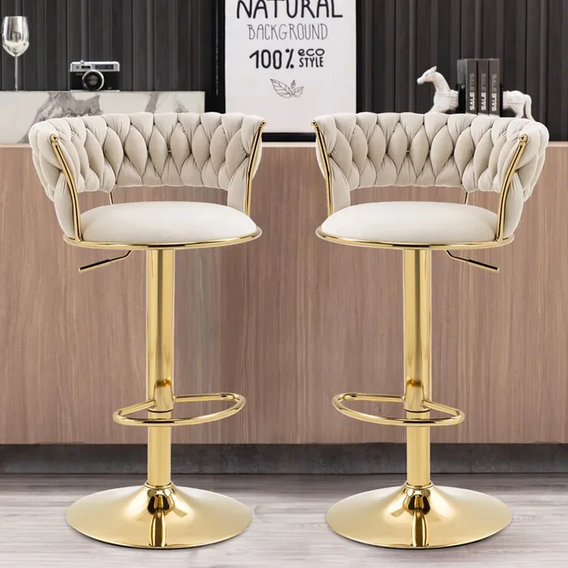 Luxury Nordic Chair Makeup Gold Metal Legs Bar Stools Taburete Alto Home Furniture