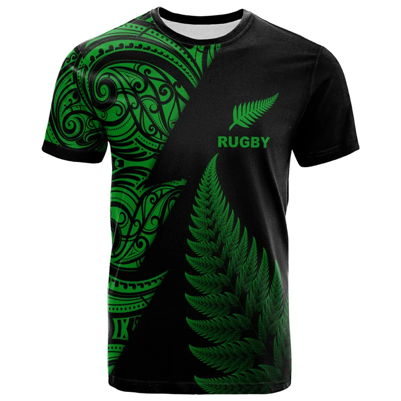 3D Neuseeland Maori Rugby Ball Druck T-Shirt Sport Fitness schnell trocknen T-Shirts für Männer Mode Hawaii Gym Kleidung Top – Detail 12