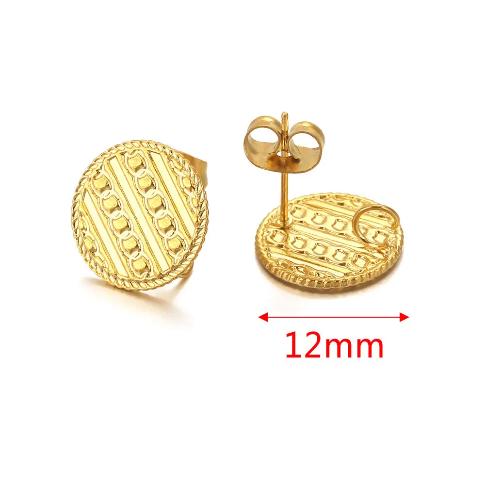 Stainless Steel Braided Thread Earrings Titanium Steel DIY Round Gold-plated Ear Accessories 5