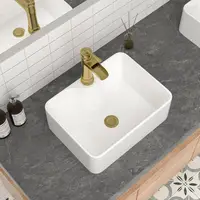 16" Rectangular Ceramic Vessel Bathroom Sink White Countertop Basin Above Counter Easy-to-Clean Durable Modern Style Ideal Small 2