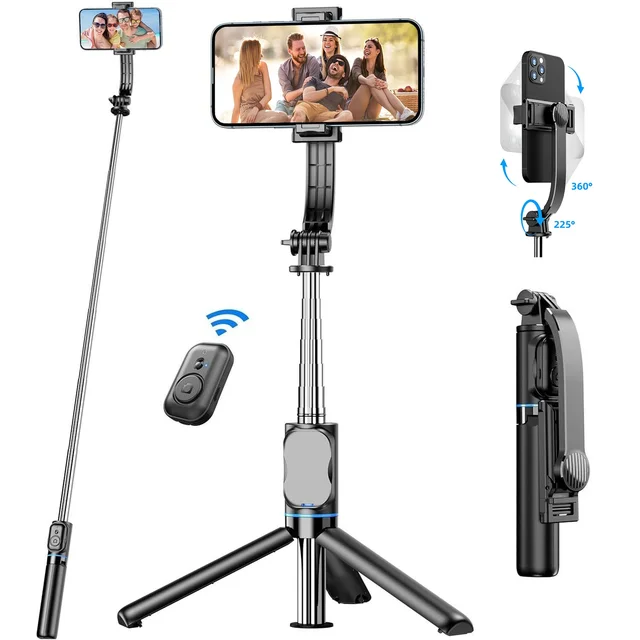 Selfie Stick for iPhone Phone 42" Extendable Selfie Stick and Tripod Stand with Bluetooth Remote for Travel Vlog Video Recording