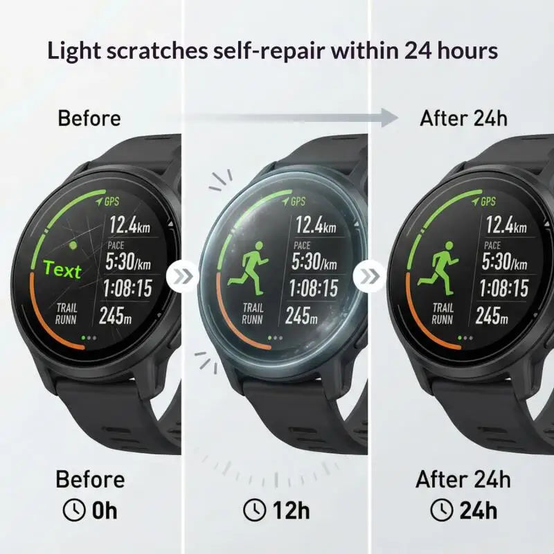 5er-Pack Displayschutzfolie für Coros Pace 4 SmartWatch, weiches TPU, reparierbare Hydrogelfolie, kratzfest, für Coros Pace 3, einfache Installation – Detail 2