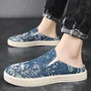 Half Shoes For Men Mules Canvas Flat Board Shoes Denim Blue Backless Loafers Slippers Man Slides Semi-Drag Mens Casual Shoes 4