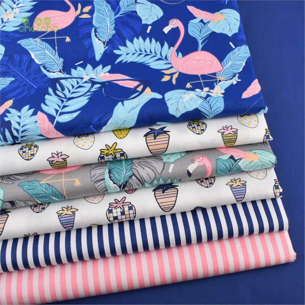 Chainho,Printed Twill Weave Cotton Fabric,DIY Sewing Quilting Material,Patchwork Cloth,Cartoon Series,7 Designs,2 Sizes,15C87