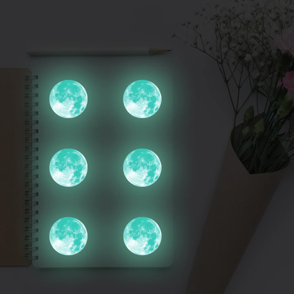 Luminous Moon Earth Planet DIY 3D Wall Stickers Wall Art Decoration Fluorescent for Kids Bedroom Home Diameter 5cm