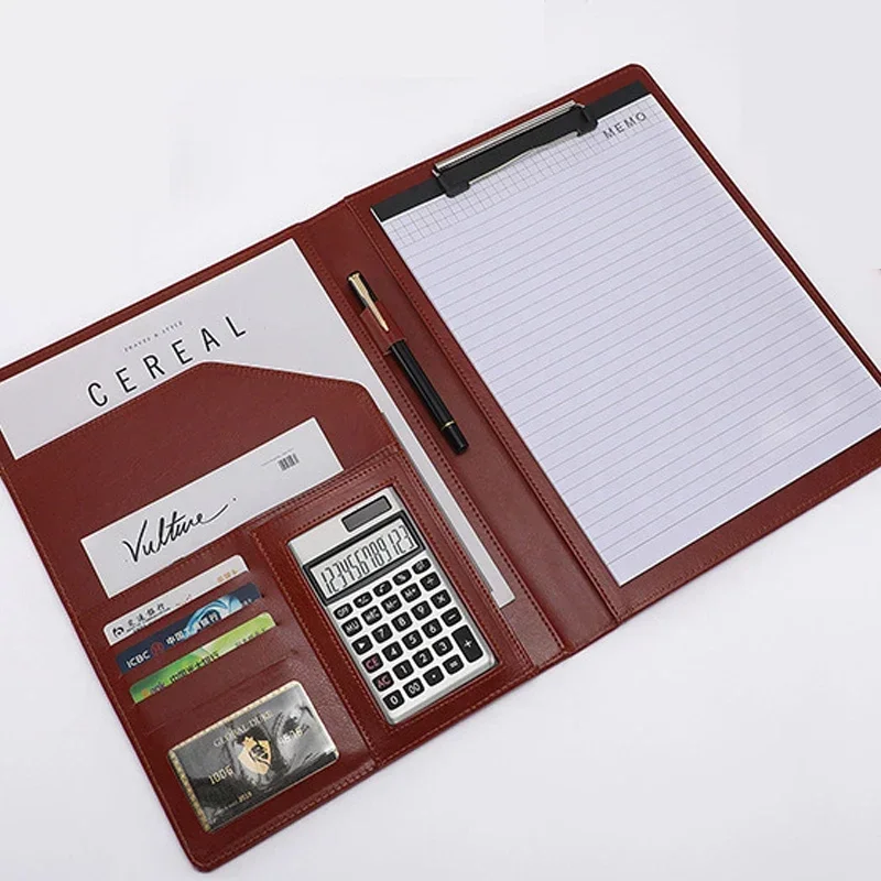 Padfolio Portfolio 클립보드 폴더, PU 정리함 파일, 금속 거치대, 사무실 문서 비즈니스 패드