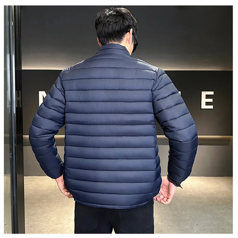 New Winter Jacket Men's Simple Fashion Soft Thick Warm Parkas Male Casual Stand Collar Windproof Down Cotton Padded Jacket