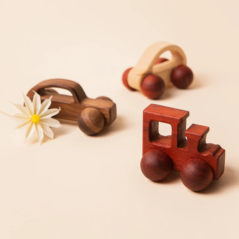 Wooden Toys Baby Wooden Car Toys Beech Wood Car Block Children Cartoon Educational Montessori Newborn Birthday Gift Infant Teething Toys