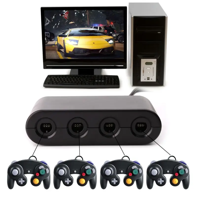 Protable 3 in 1 4 포트 컨트롤러 USB 어댑터 변환기 스위치 Wiiu PC 게임 컨트롤러 액세서리에 적합 드롭 배송