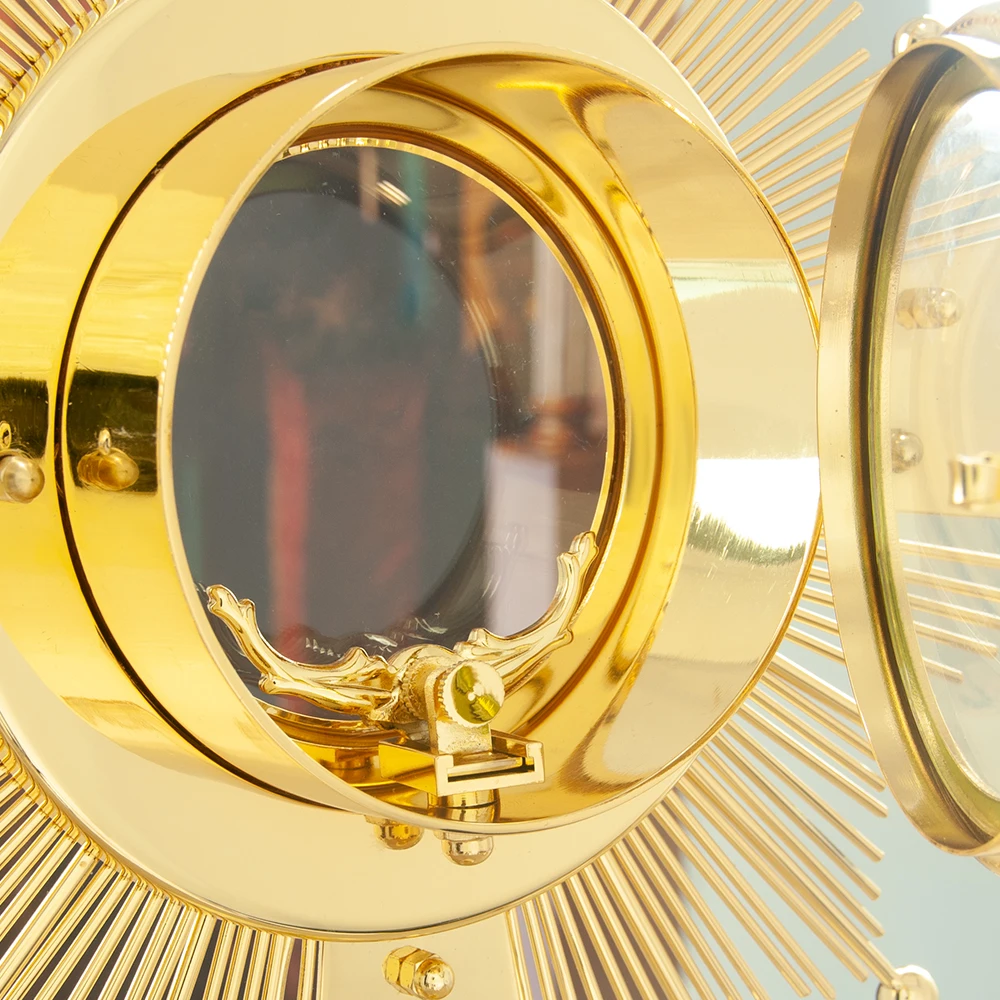 HTISOK Vielseitiger Monstrance aus Metall mit Messingpolitur, runde Form, gesegneter Sakramente, Kirchenbedarf, Premium-Qualität – Detail 9