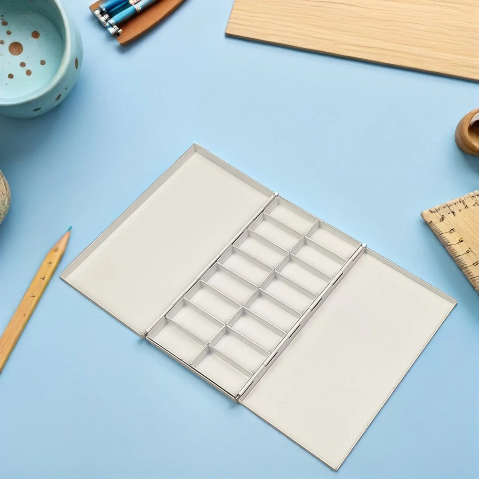 전문가용 금속 수채화 팔레트 빈 페인트 케이스 16개 풀 팬 대형 여행용 틴 트레이 휴대용 아티스트 팔레트