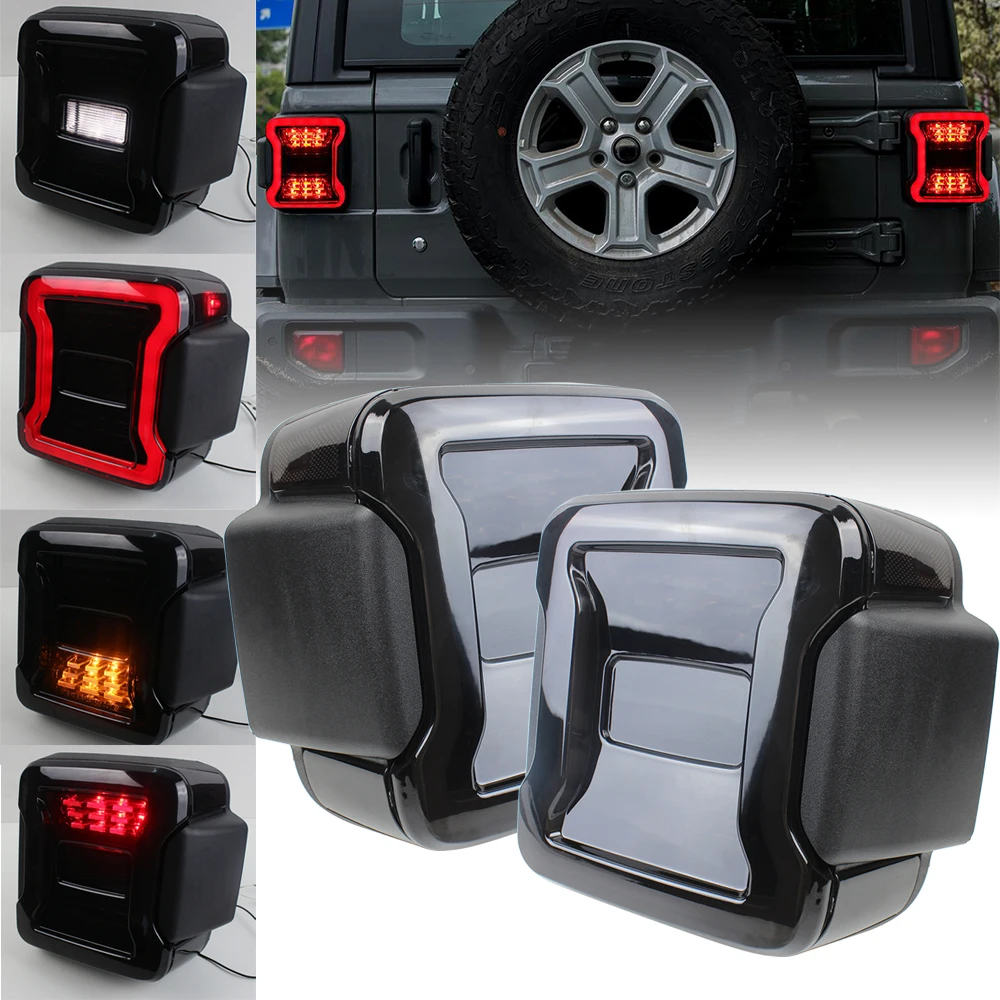 

For Jeep JL Accessories Smoked LED Tail Lights for Jeep Wrangler JL JLU 2018 2019 Brake Reverse Light Rear Back Up DRL Sport