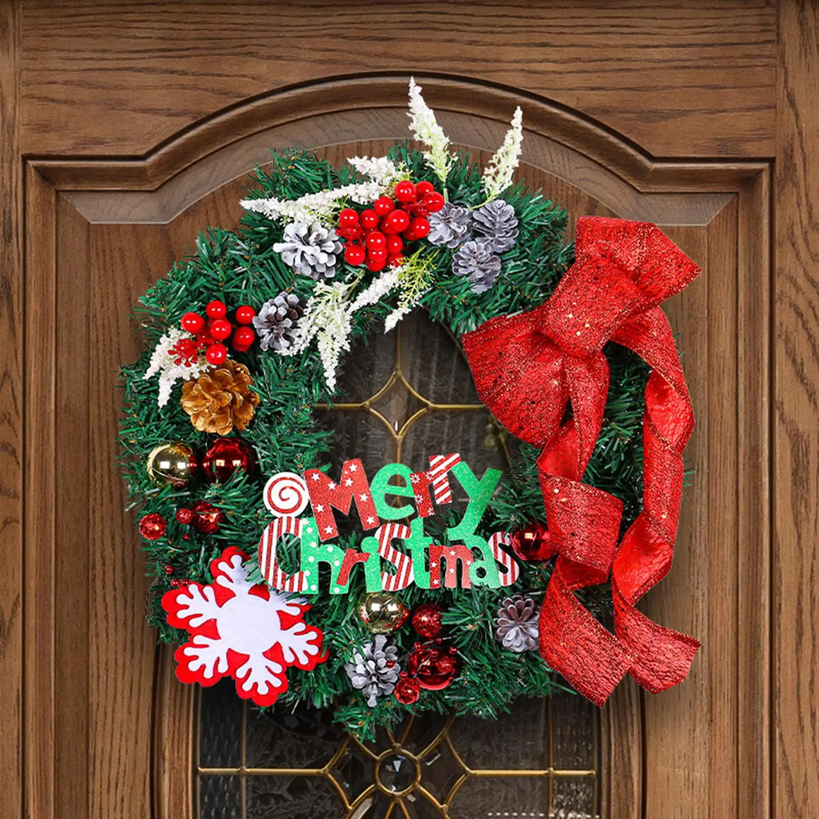 Christmas Decoration Front Door Wreath Christmas Garland Rustic Bright Colors