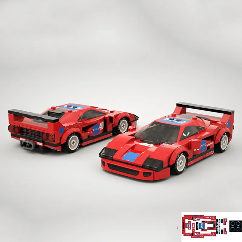 

187PCS DIY MOC Speed Champions F40 Racing Sports Car Assemble Building Blocks Model Toy Brick Children's Holiday Gift Compatible