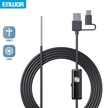 Ultra Thin 3.9mm Android Endoscope Camera HD720P Waterproof Single Lens Inspection Camera Type-c 3in1 Rigid Cable Borescope 8mm 1