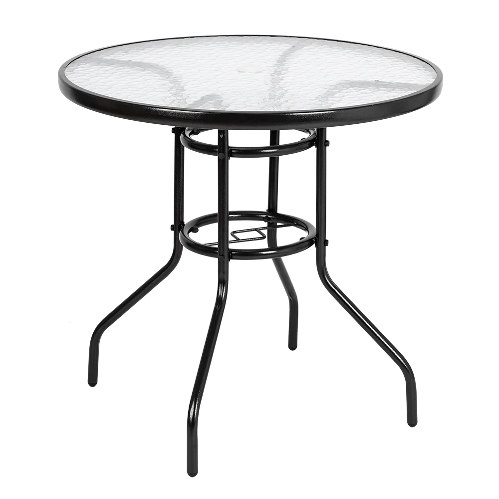 

Outdoor Dining Table Round Toughened Glass Table Yard Garden Glass Table Outdoor Furniture Set
