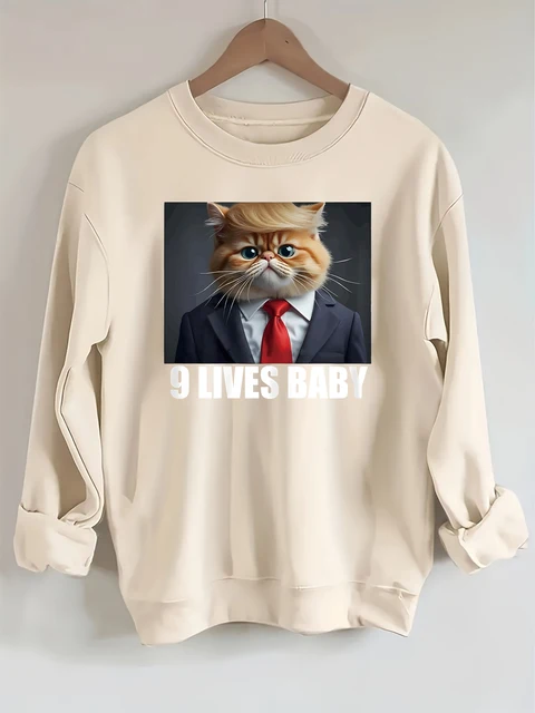 2024 Presidential Election, Mr. Trump - graphic, printed long-sleeved crew neck casual sweatshirt, fashionable women's clothing 1