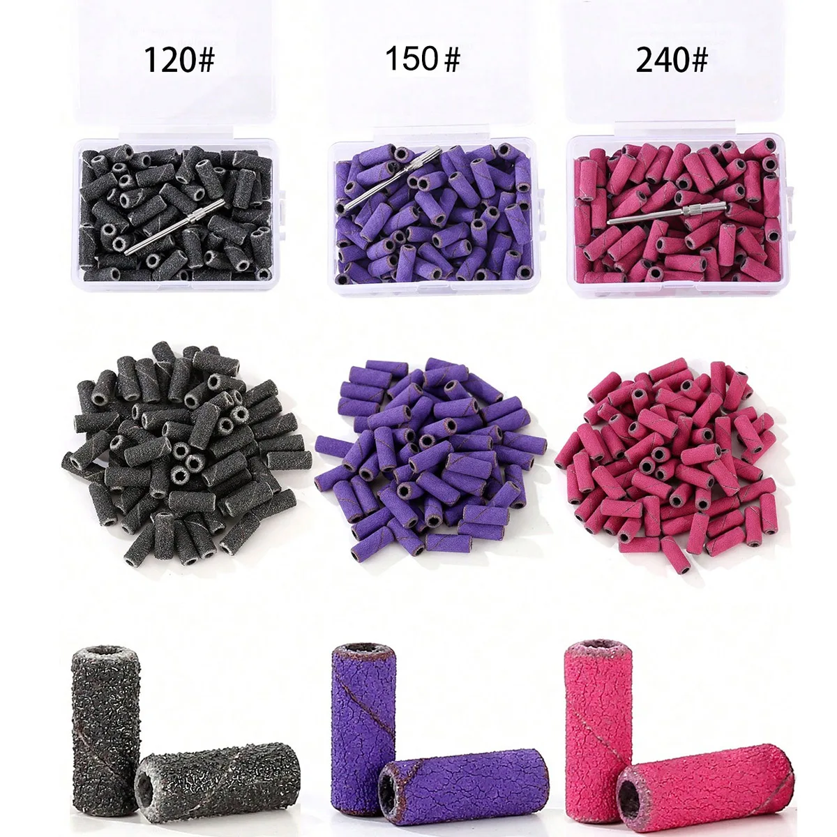 Nail Drill Bits 100pcs 3.1mm Mini Sanding Bands Kits Mandrel Sets Electric Manicure Accessories Tool Dead Skin Remover