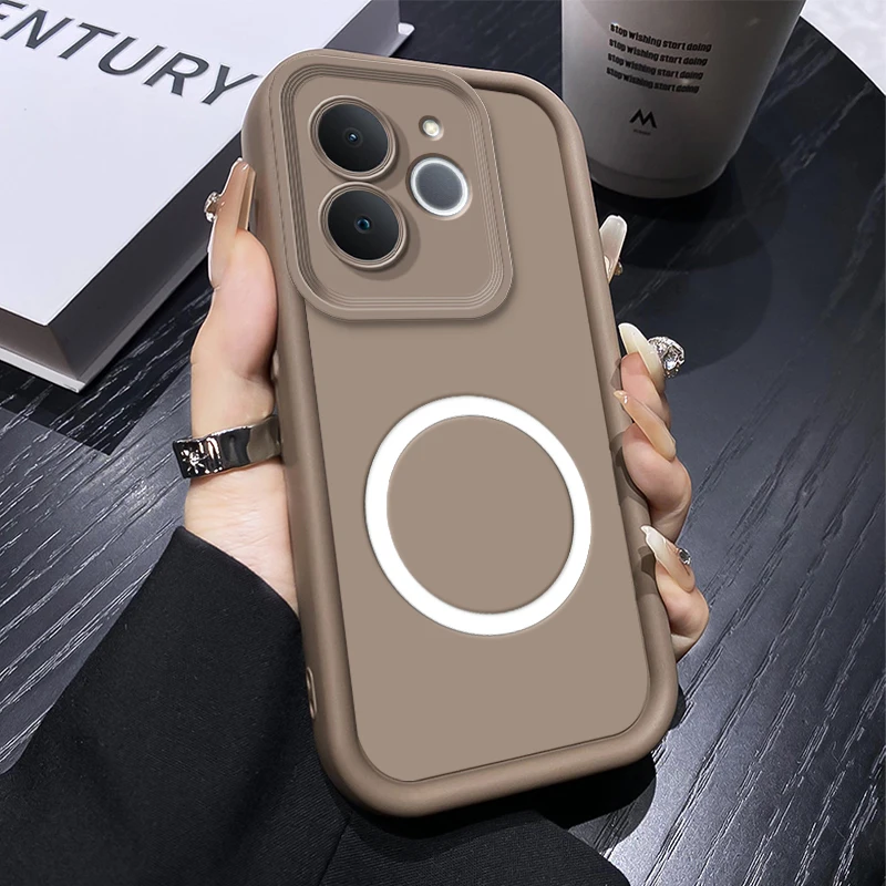 Candy Colored Soft Silicone Phone Case with Wireless Magnetic Ring Sticker