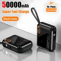 120W 50000mAh Power Bank Portable High Capacity Cable Two-way Fast Charging Mini 2in1 Wire Powerbank for iPhone Samsung ﻿Xiaomi 1