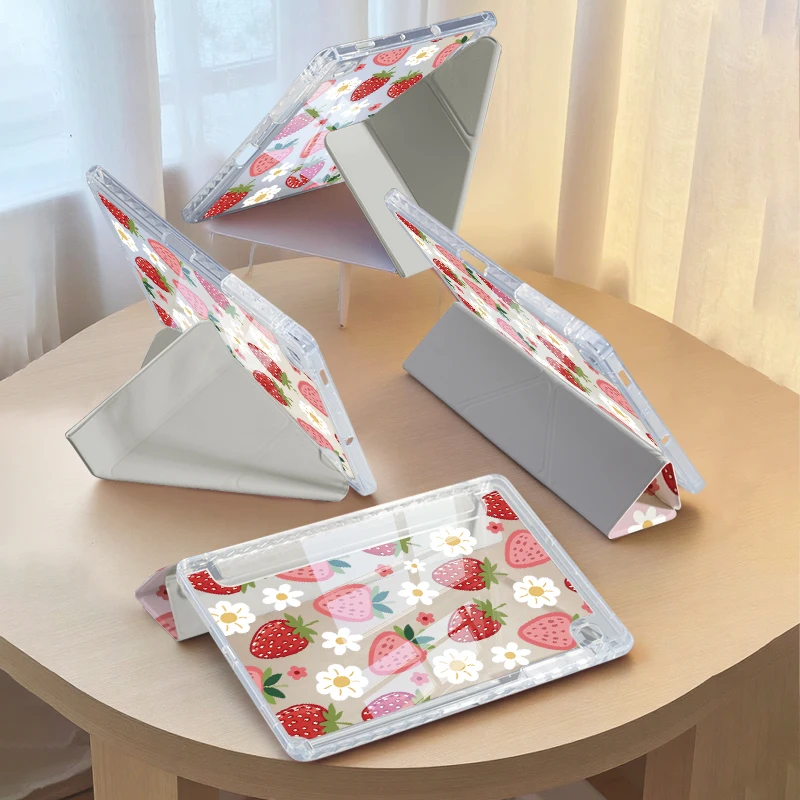 Universal Tablet Case with Y-Fold Adjustable Stand, Auto Wake/Sleep Feature, and Pen Slot