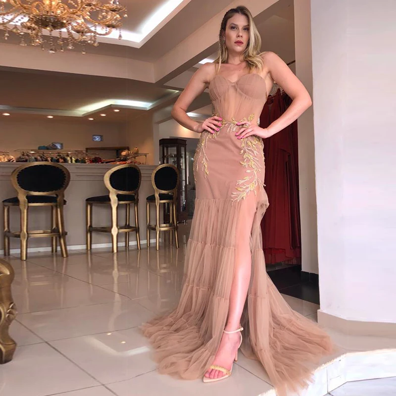 Niebieska moda-line فساتين Cocktail koktajl Sweetheart satynowy szlafrok De Soirée elegancki Spaghetti koronkowy prześwit aplikacja suknia wieczorowa 2023