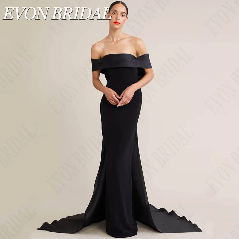 

EVON BRIDAL Black Mermaid Evening Dress Satin Bow Off Shoulder Special Party Events Dresses vestidos de noche elegantes 2024
