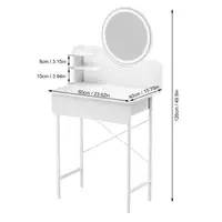 Bedroom Dressing Table 3 Modes Brightness Adjustable Makeup Vanity Desk with LED Lighted Mirror Vanity Table with 1 Drawer 6