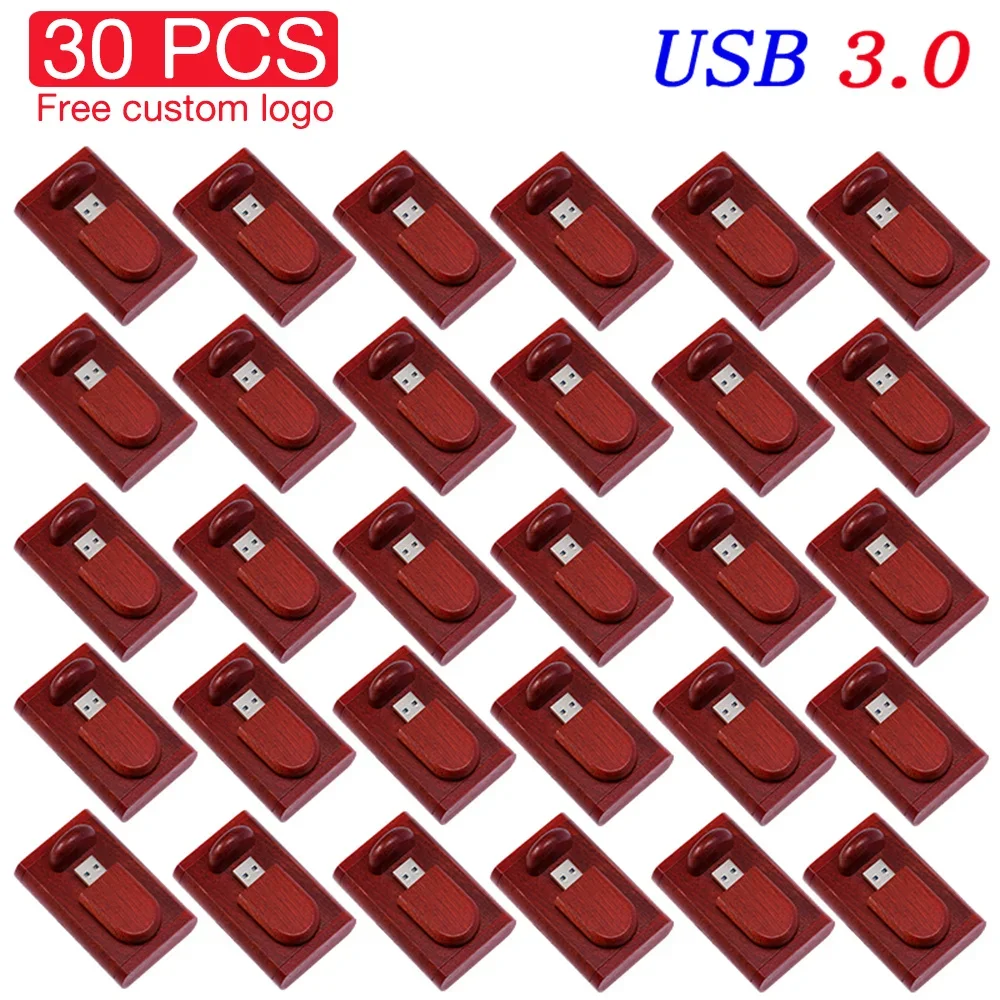 JASTER 30 개/몫 무료 로고 고속 USB 플래시 드라이브 3.0 나무 대나..