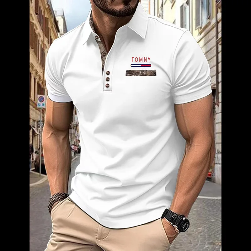 

High-end Spring And Summer New Men's Top Short Sleeve Lapel Fashion Comfortable Loose Sports Casual Breathable T-shirt POIO Shir