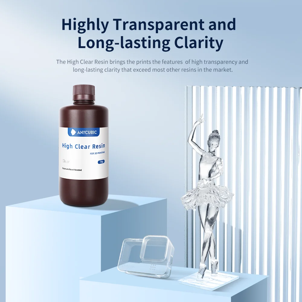 Anycubic-resina uv de Alta Transparência Fotopolímero 405nm Claridade de Longa Duração para Photon Mono x Impressão 3d Materiais Claros - Imagem 3
