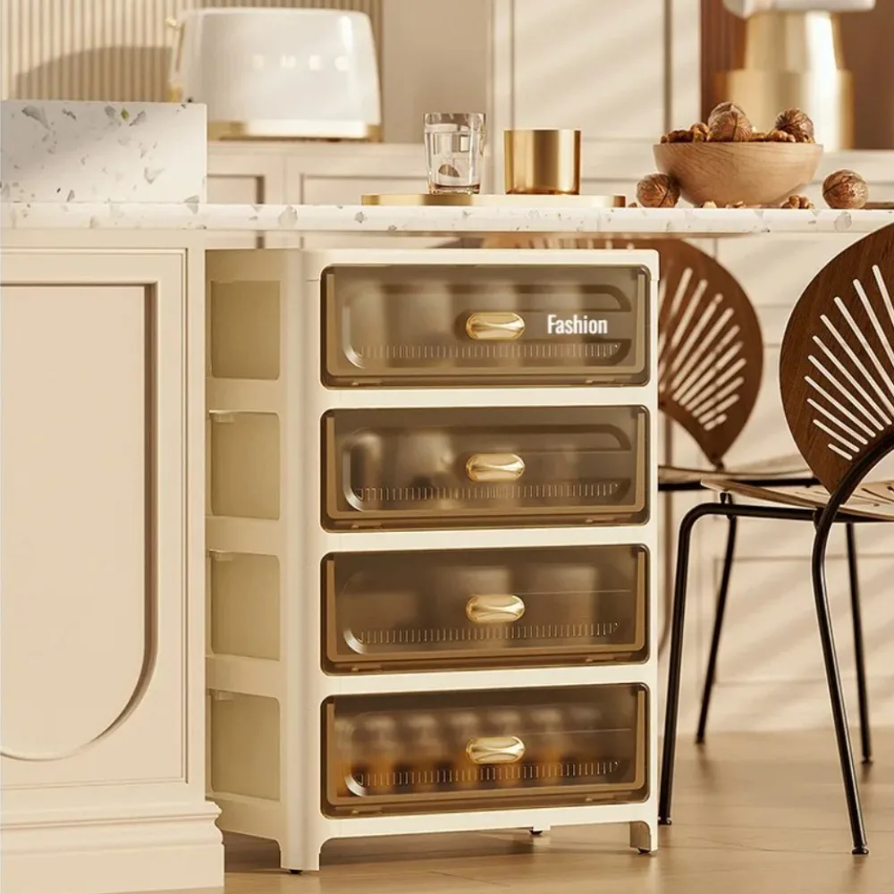 Home Minimalist Storage Cabinet Multi-layer Drawer Style Storage Cabinet Snack Storage Cabinet Home Storage Cabinet with Pulley - Image 2