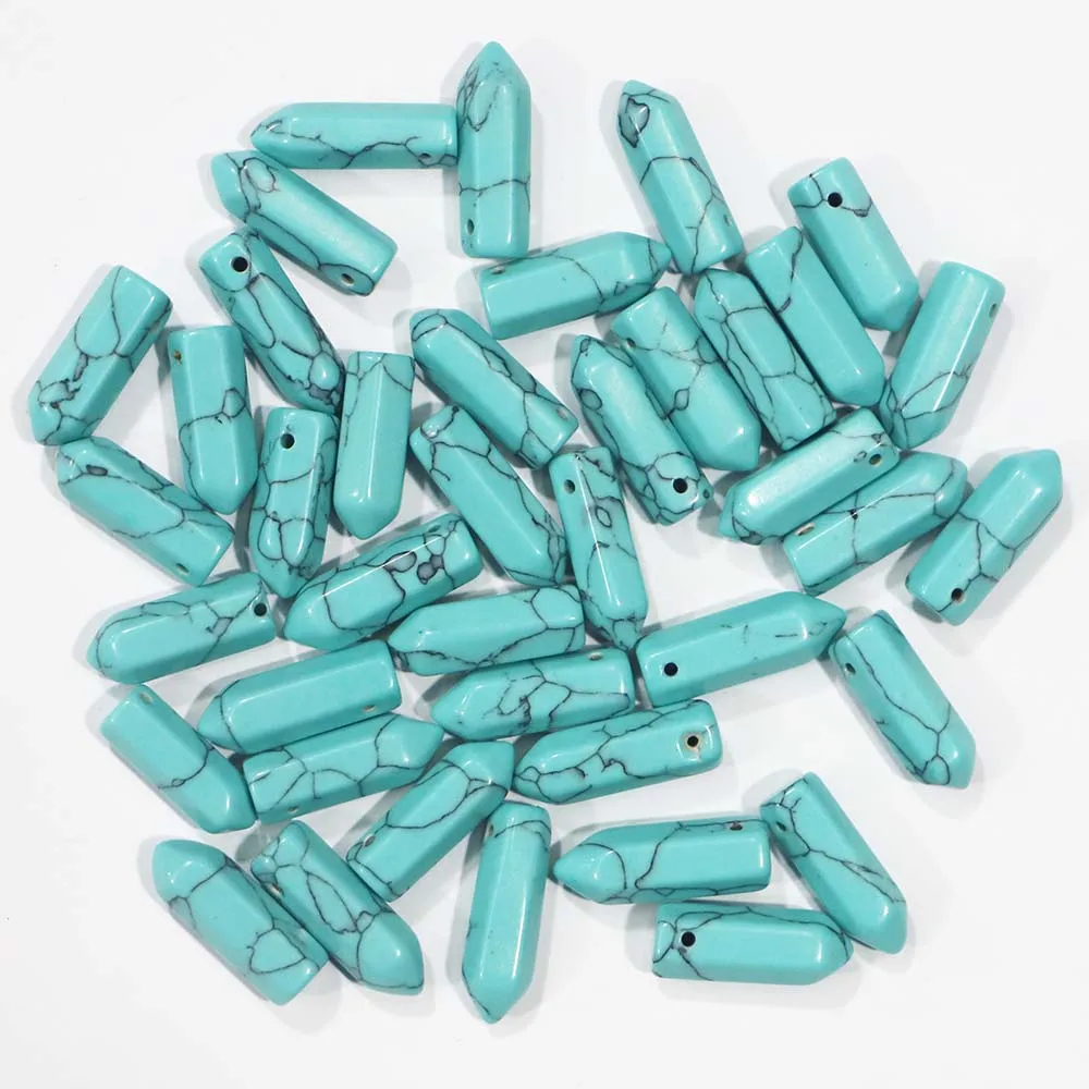 Selling Natural Stone Hexagonal Pillar Necklace Pendant Reiki Charms Ornament Jewelry Earrings Accessorie Making Wholesale 30Pcs