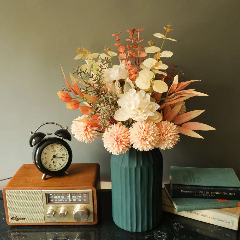 Champagne Taraxacum Bouquet for Home Decoration, Fake Flowers, Wedding Simulation Flower, , 44cm