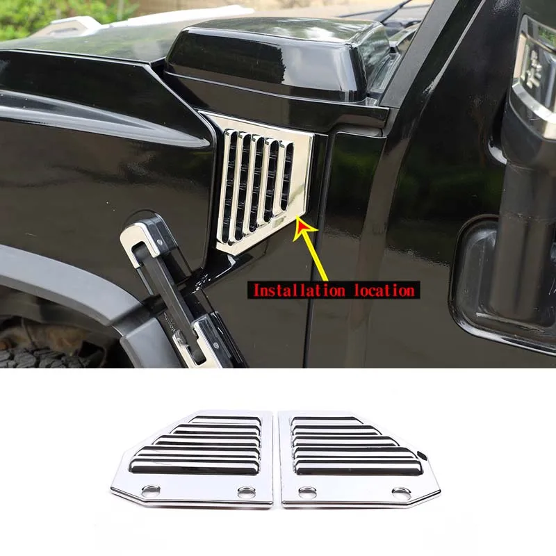 

ABS Chrome Side Ventilation Cover Accessories Hood Intake Baffle Molding Decorative Car Accessories For Hummer H2 2003-2009