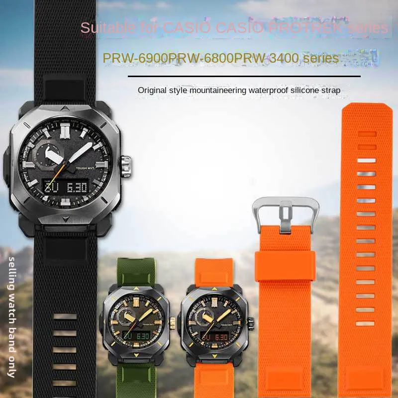 Per Orologio Da Alpinismo Casio Serie Protrek Prw-6900/6800 Prw-3400 Accessori Per Cinturini In Silicone 23Mm