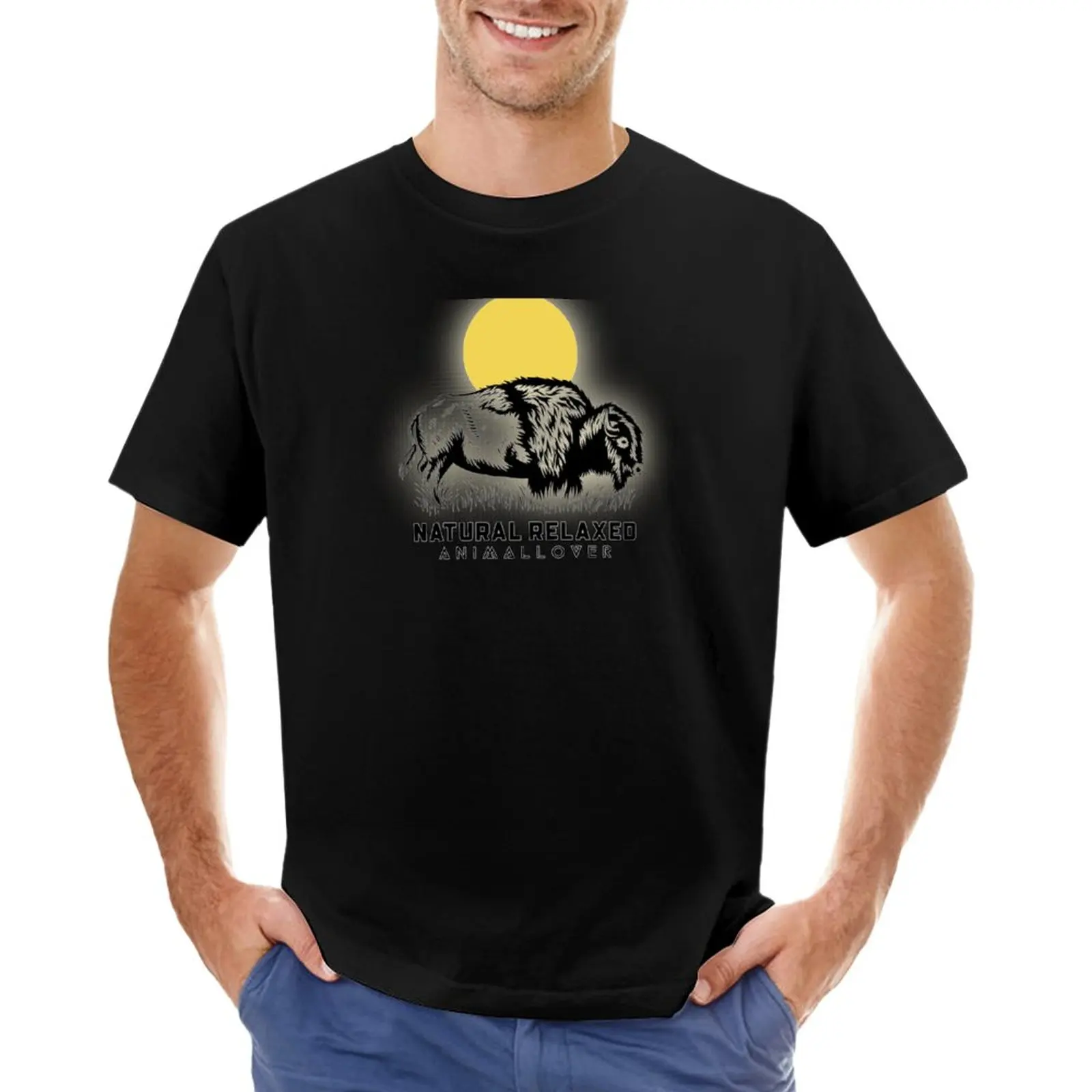 Bison The American Buffalo Animal Lover T-Shirt Kawaii Clothes Hippie Clothes Abbigliamento Da Uomo Di Moda Coreana