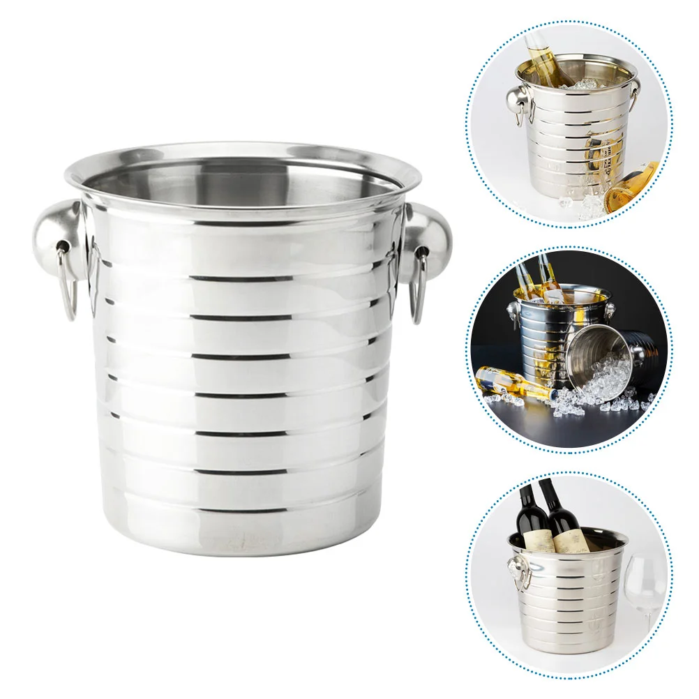 

Stainless Steel Ice Bucket Cooler Cooling Tub Sturdy Bottle Kitchen Bar Beverage