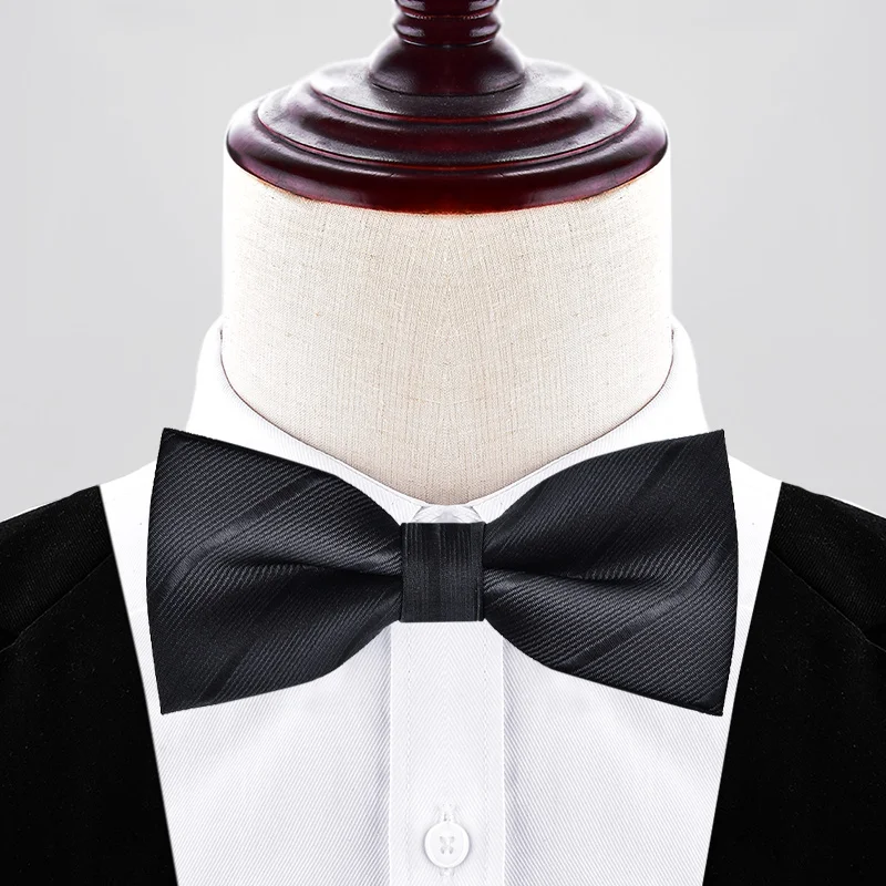 Men's Pure Color Striped Double Bow Tie - Elegant Fashion Accessory