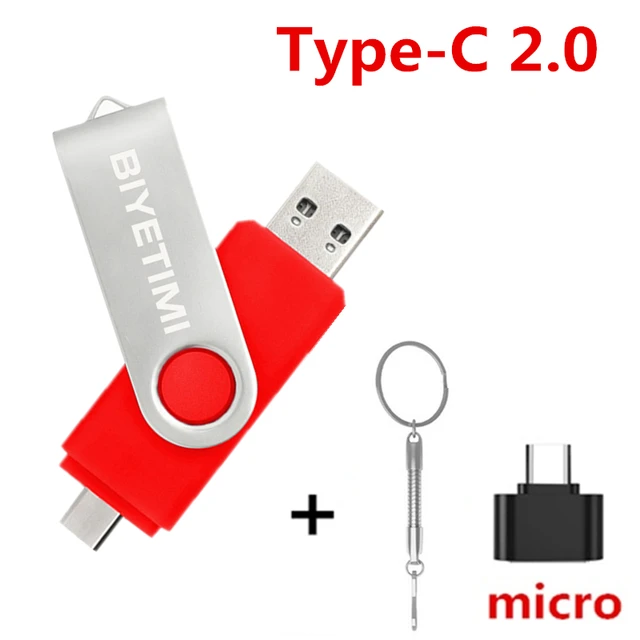 Biyetimi Type C usb flash drive 128GB OTG 2.0 64GB pen drive 32GB real capacity usb флэш-накопител memory stick for phone ＆ cPC Red
